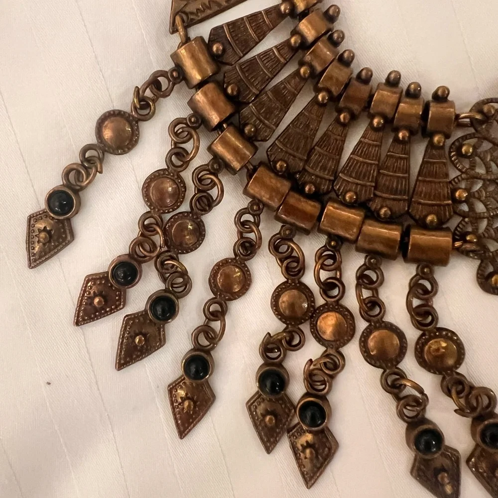 Vintage Egyptian Copper Bohemian Statement Necklace - Picture 4 of 6